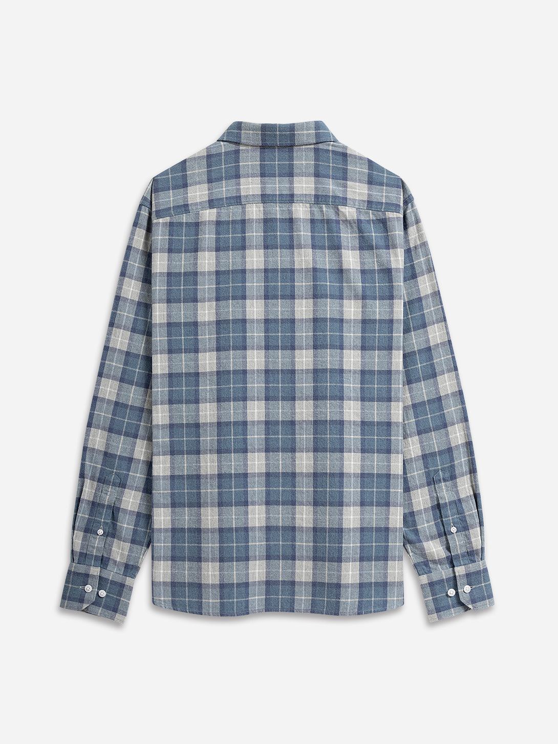Lt Grey/Mid Blue Check Fulton Flannel Check Shirt Mens Flannel Button Down Shirt Checkered Pattern