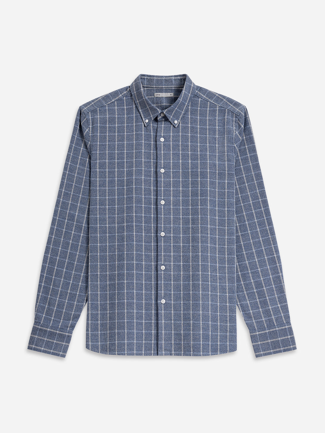 Mid Blue Heather/White Check Fulton Heather Windowpane Shirt Mens Checkered Button Down Shirt Casual Work Shirt 