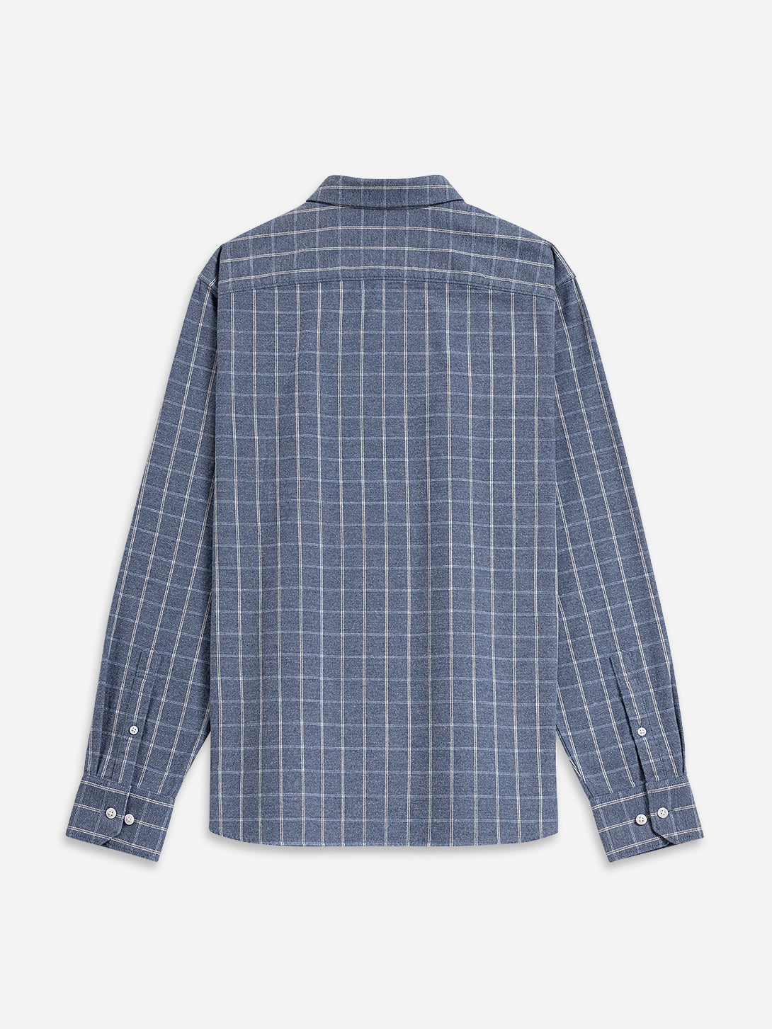 Mid Blue Heather/White Check Fulton Heather Windowpane Shirt Mens Checkered Button Down Shirt Casual Work Shirt 