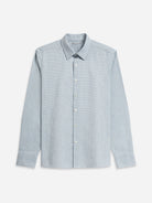 Bright White/Lt Blue Check Arik Mini Check Shirt Mens Point Collar Dress Shirt Soft Fabric Button Up Cotton Long Sleeve Collared Shirt 