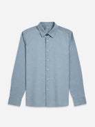 Bright White/Mid Blue Check Arik Houndstooth Shirt Mens Casual Button Up Work Shirt Soft Flannel Fabric Point Collar Houndstooth Pattern 