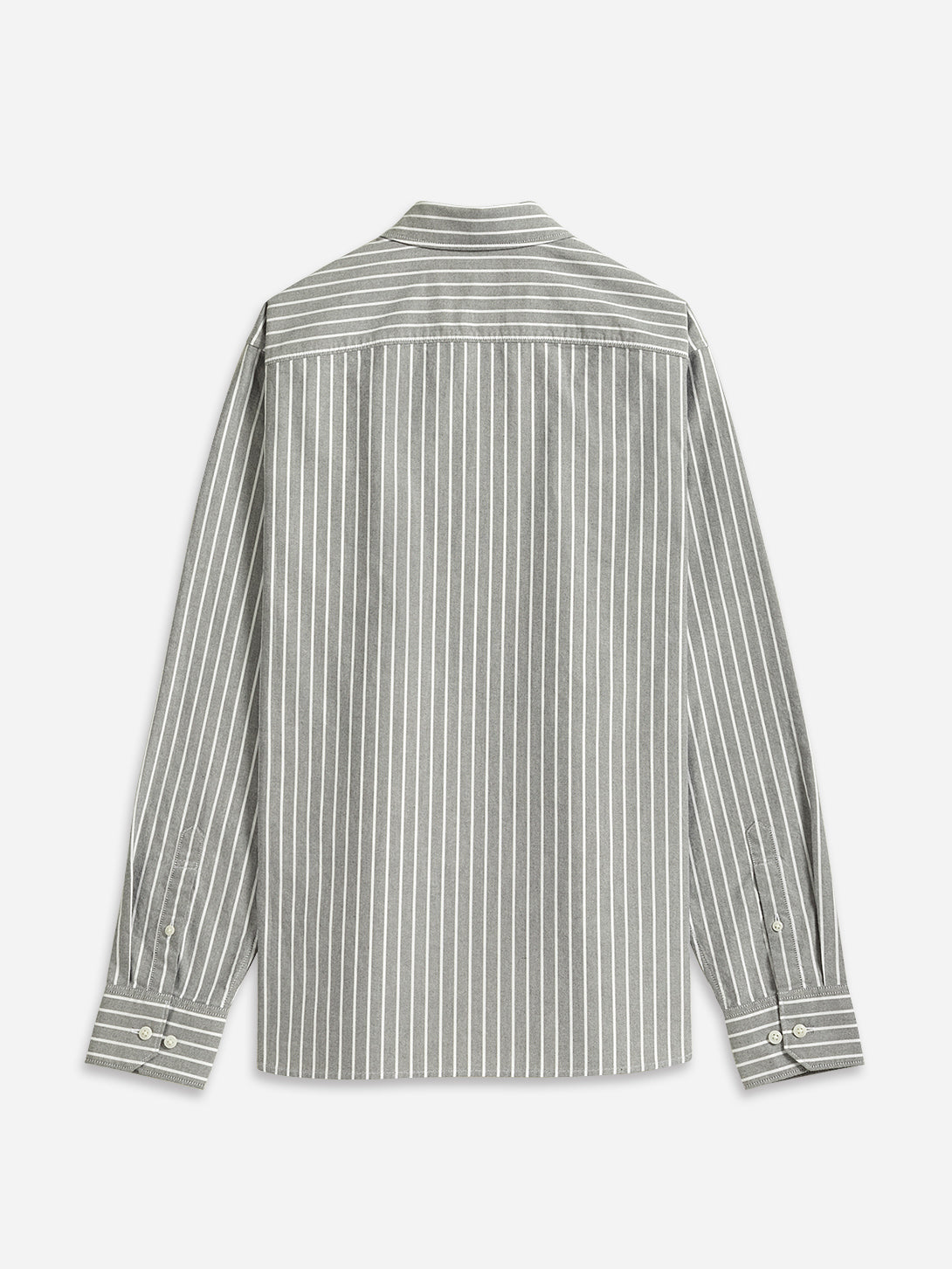 Lt Grey/White Stripe Arik Oxford Stripe Shirt Point Collar White Striped Button Up Shirt Work Dress Shirt Collared Cotton Shirt 