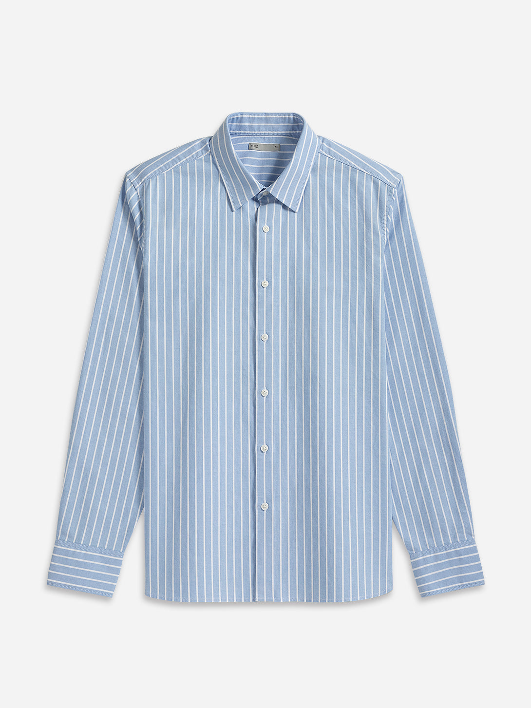 Lt Blue/White Stripe Arik Oxford Stripe Shirt Point Collar White Striped Button Up Shirt Work Dress Shirt Collared Cotton Shirt 
