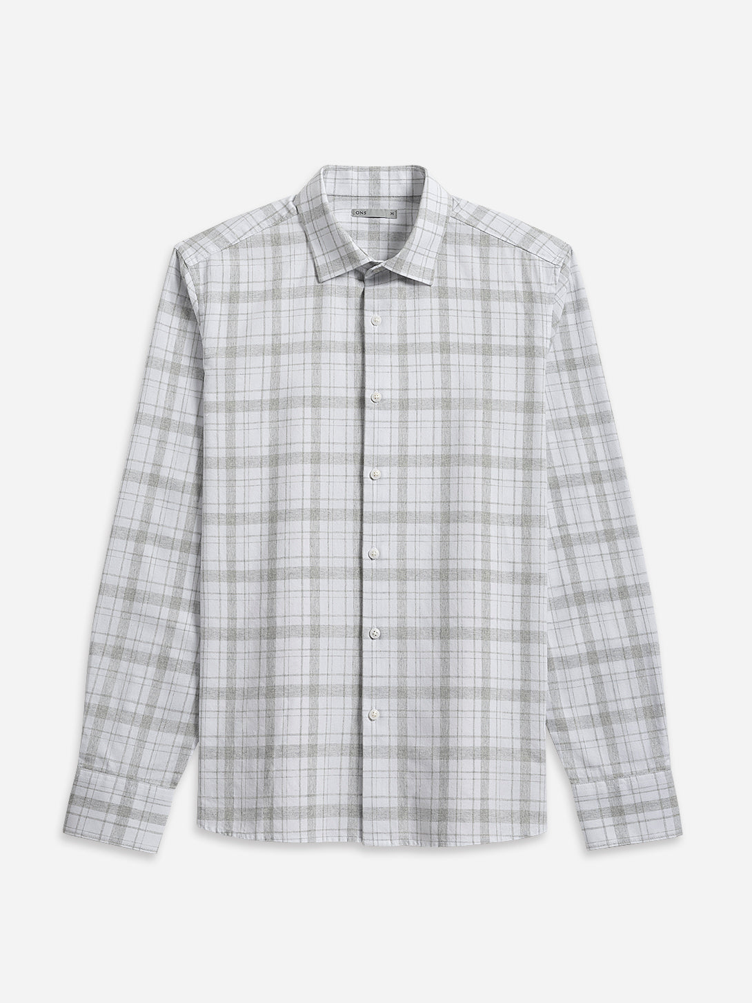 Off White/Lt Grey Check Adrian Heather Check Shirt Mens Spread Collar Button Up Shirt Dress Casual Shirt Check Pattern Heather Soft 