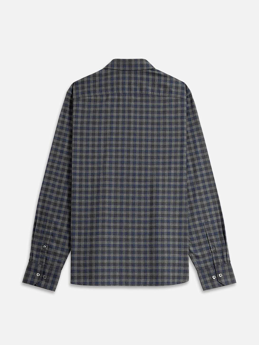 Dk Charcoal Heather/Navy Check Adrian Gingham Check Shirt Mens Spread Collar Button Up Shirt Heather Fabric Soft Feel Checkered Pattern Shirt 