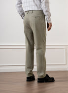 Castor Grey Niles Bedford Trousers Mens Pleated Light Weight Trousers Stretch Pants Belt Loops Cotton Spandex Blend Pants