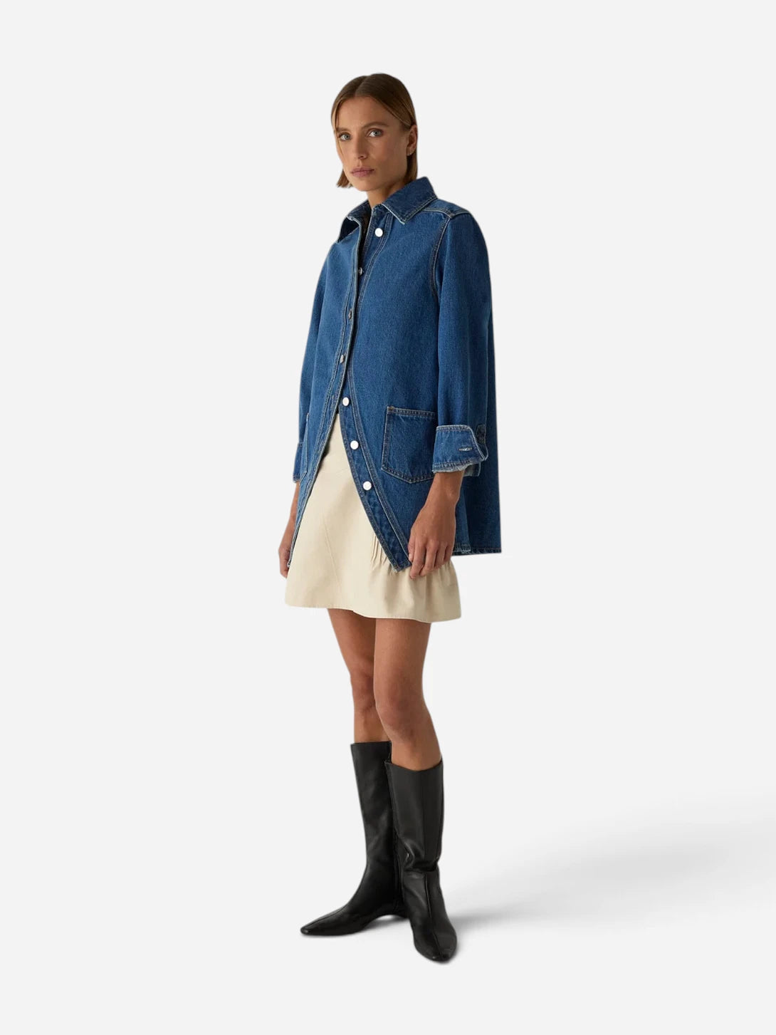 Denim No Boyfriend Denim Overshirt Womens Woven Shirt Laagam