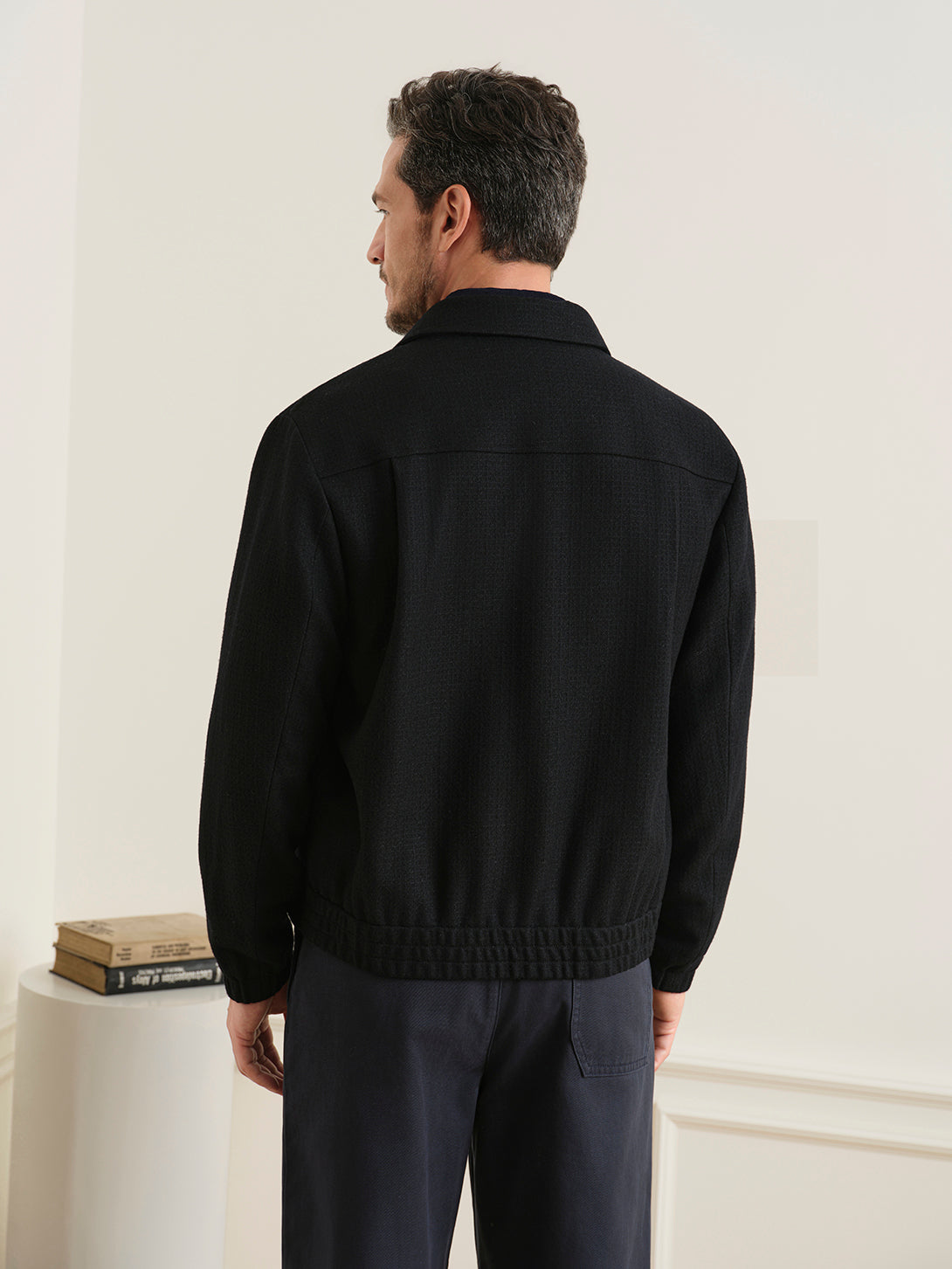 Black Connor Wool Jacket Mens Zip Up Light Layering Jacket ONS Clothing