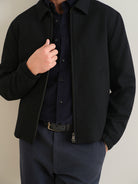 Black Connor Wool Jacket Mens Zip Up Light Layering Jacket ONS Clothing