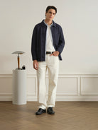 Navy Remi Rattan Texture Jacket Mens Layering Light Jacket Collared Button Up ONS Clothing