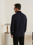 Navy Lind Jacquard Rugby Polo Mens Long Sleeve Rugby Polo Shirt ONS Clothing 