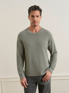 Seagrass Deon Zigzag Knit L/S Tee Mens Lightweight Long Sleeve Pullover Shirt ONS Clothing 