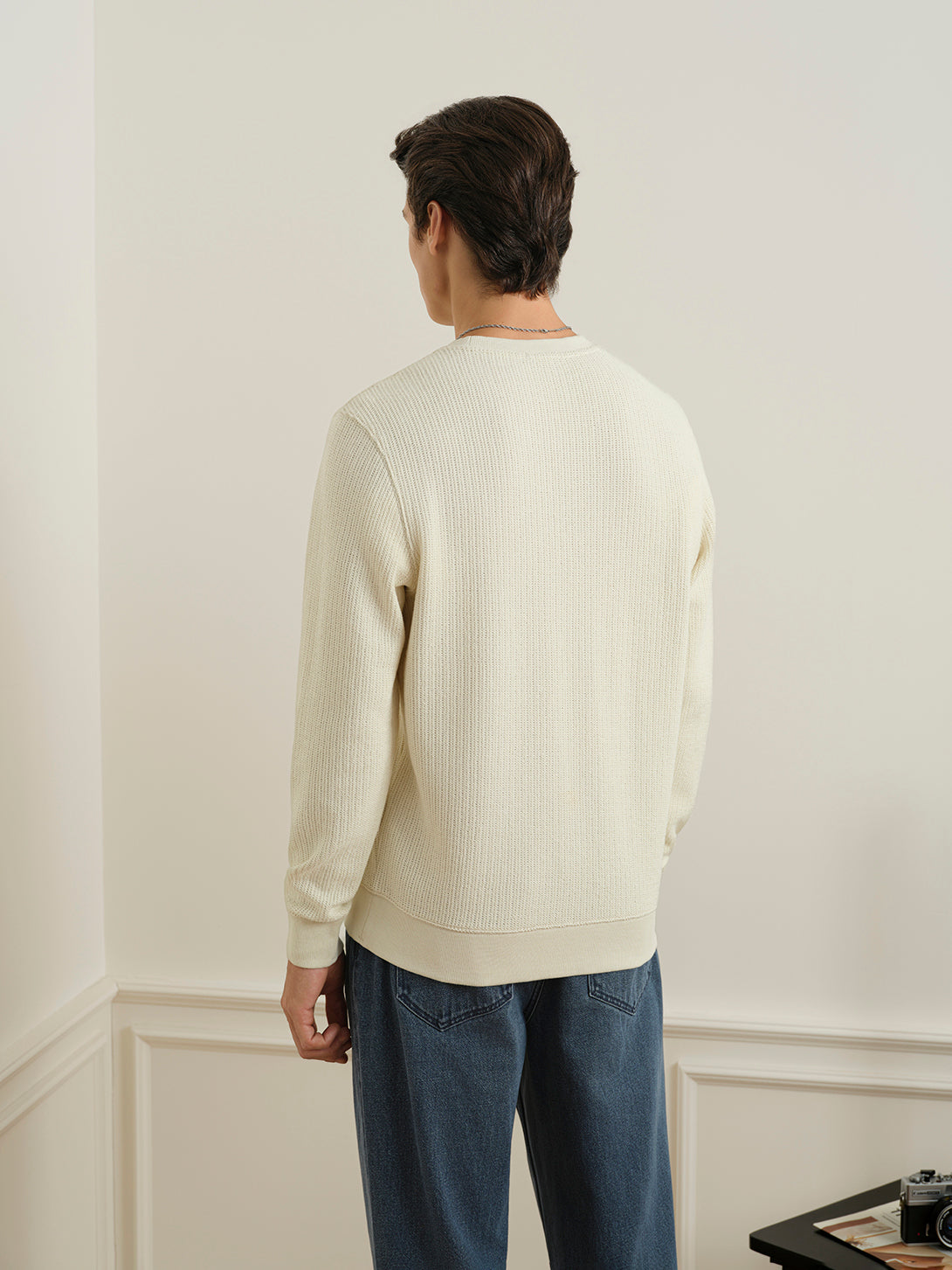 Off White Deon Crochet Sweatshirt Mens Lightweight Pullover Long Sleeve ONS Clothing 