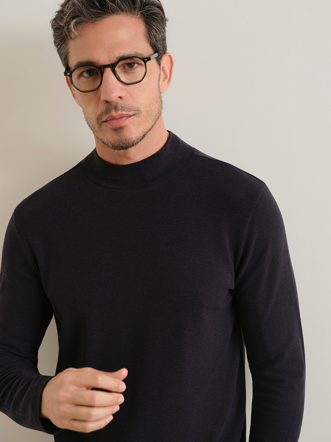 Dk Navy Acton Mock Neck Tee Mens Long Sleeve Lightweight T Shirt Mock Neck Pullover ONS Clothing