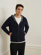 Dk Navy Heather Harper Woolly Zip Hoodie Mens Zip Up Knit Hoodie Loungewear 