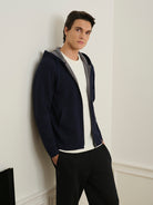 Dk Navy Heather Harper Woolly Zip Hoodie Mens Zip Up Knit Hoodie Loungewear 