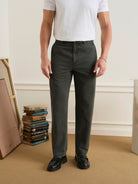 Dk Coffee Wythe Washed Herringbone Trousers Mens Straight Fit Trouser Pants ONS Clothing