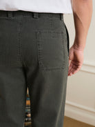Dk Coffee Wythe Washed Herringbone Trousers Mens Straight Fit Trouser Pants ONS Clothing