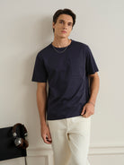 Navy Baseile Pocket Tee Mens Relaxed Fit Crew Neck Tee Chest Pocket ONS Clothing 