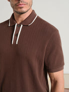 Dk Brown Lind Tipping Polo Mens Knit Polo Short Sleeve Polo Shirt ONS Clothing