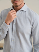 Steel Blue Heather Arthur Heather Shirt Mens Woven Button Up Shirt ONS Clothing