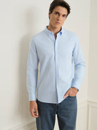 Lt Blue Fulton Oxford Shirt Mens Woven Button Down Oxford Shirt Collared ONS Clothing