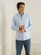 Lt Blue Fulton Oxford Shirt Mens Woven Button Down Oxford Shirt Collared ONS Clothing