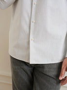 Lt Grey Heather Aleks Heather Oxford Shirt Mens Oxford Cotton Band Collar Woven Shirt ONS Clothing