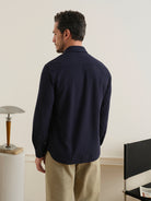 Dk Navy Darcy Geo Jacquard Shirt Mens Point Collar Button Up Woven Shirt ONS Clothing 