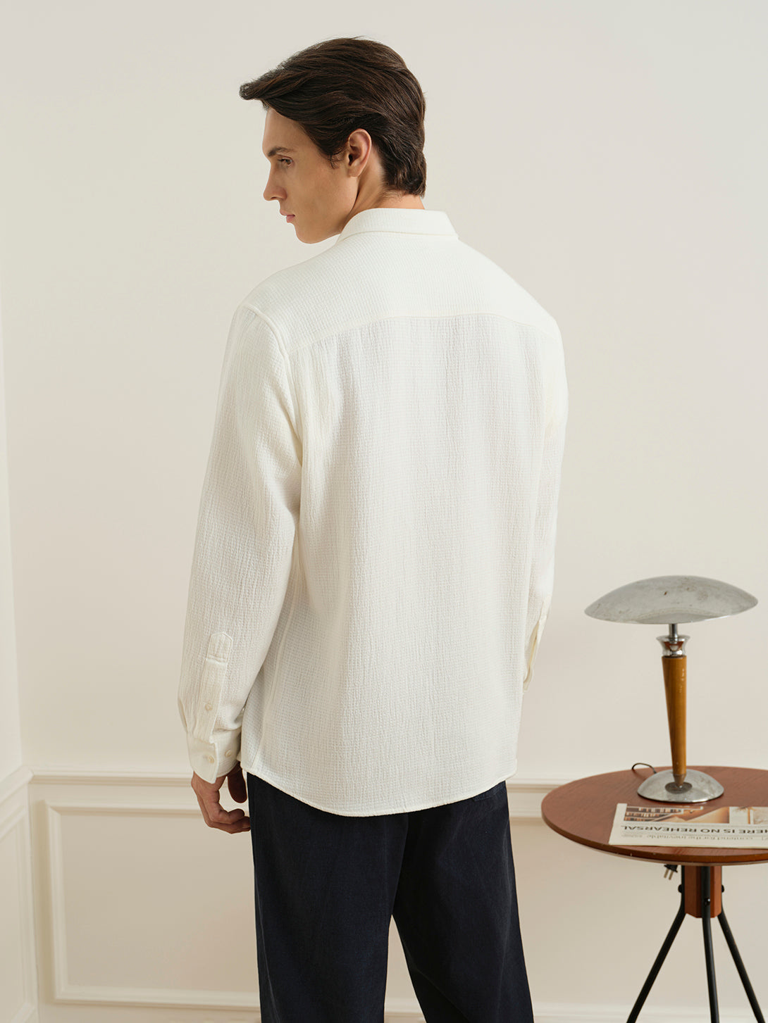 Off White Varick Jacquard Texture Overshirt Mens Spread Collar Woven Button Up Shirt ONS Clothing