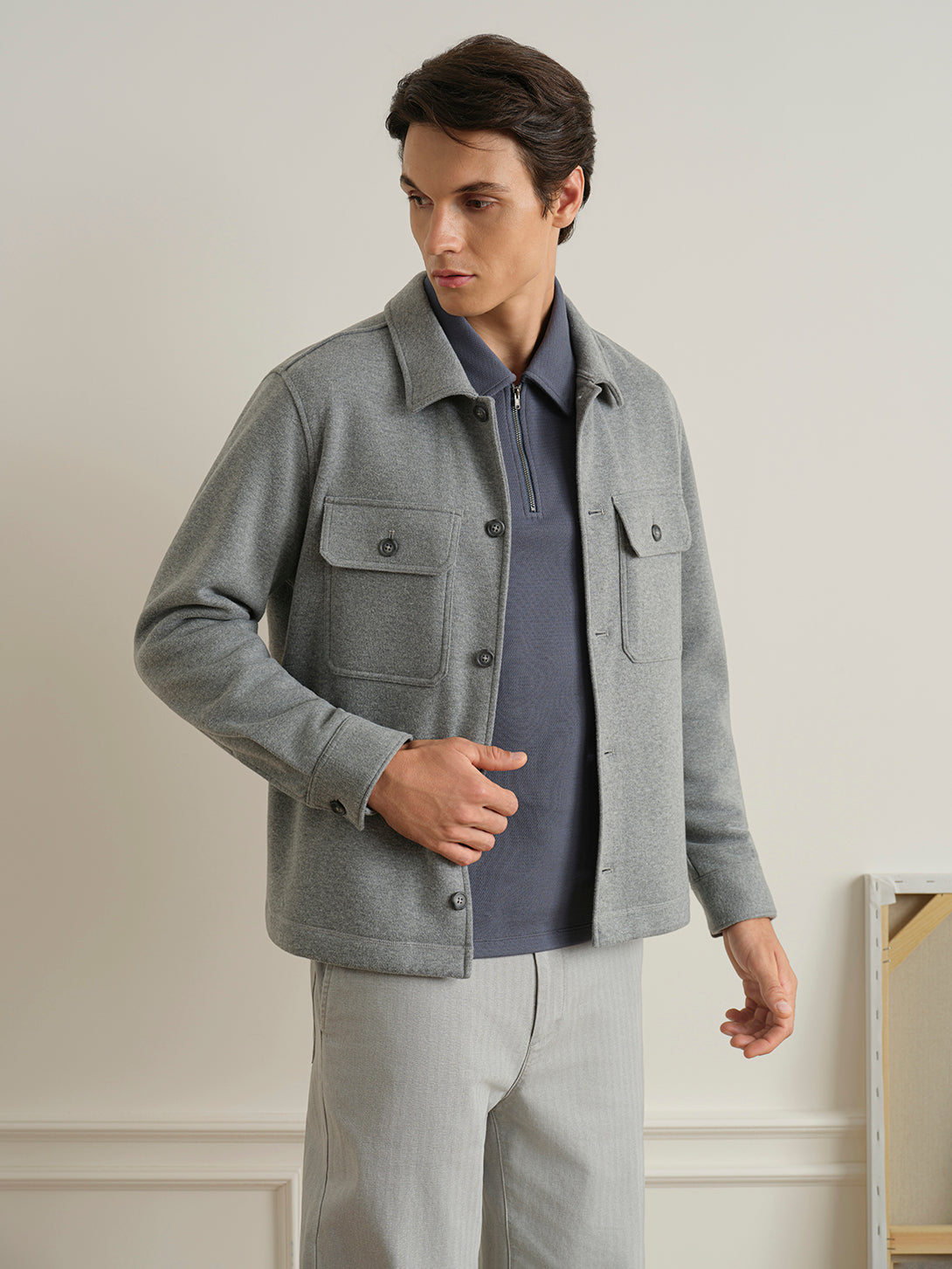 Grey Heather Corsa Woolly Overshirt Mens Layering Overshirt ONS Clothing