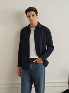 Dk Navy/Blue Stripe Varick Seersucker Stripe Overshirt Mens Spread Collar Seersucker Button Up Shirt ONS Clothing
