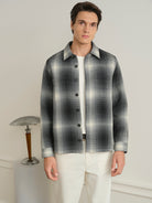 Charcoal/Black Check Vance Tartan Overshirt Mens Woven Button Up Overshirt Checkered ONS Clothing