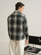 Charcoal/Black Check Vance Tartan Overshirt Mens Woven Button Up Overshirt Checkered ONS Clothing