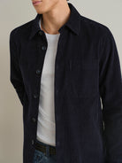 Dk Navy Vance Novelty Corduroy Overshirt Mens Corduroy Lightweight Button Up Woven Shirt ONS Clothing