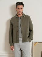 Olive Green Beacon Crochet Cardigan Mens Knit Button Up Cardigan Shirt ONS Clothing