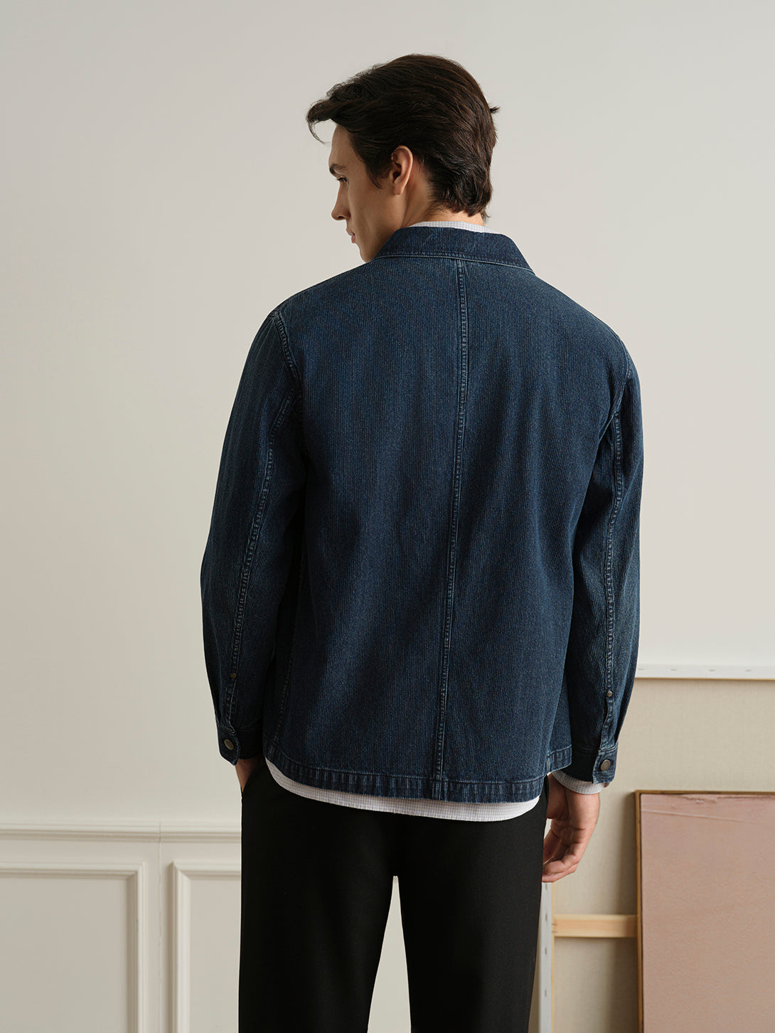 Dk Indigo Remi Ripple Denim Jacket Denim Button Up Jacket Outerwear ONS Clothing 