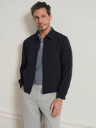 Dk Navy Connor Fresco Jacket Mens Zip Up Layering Light Jacket ONS Clothing