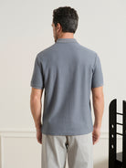 Blue Shadow Sasco Jacquard Ripple Polo Mens Knitted Polo Short Sleeve Shirt ONS Clothing 
