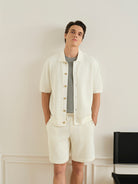 Off White Duffy Link Stitch Shirt Mens Knit Short Sleeve Button Down Collared Shirt ONS Clothing 