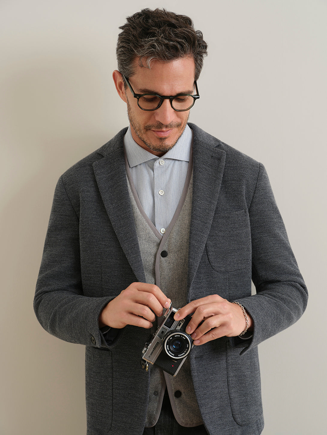 Charcoal Heather Perry Woollen Honeycomb Blazer Mens Blazer Suit Jacket ONS Clothing 