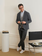 Charcoal Heather Perry Woollen Honeycomb Blazer Mens Blazer Suit Jacket ONS Clothing 
