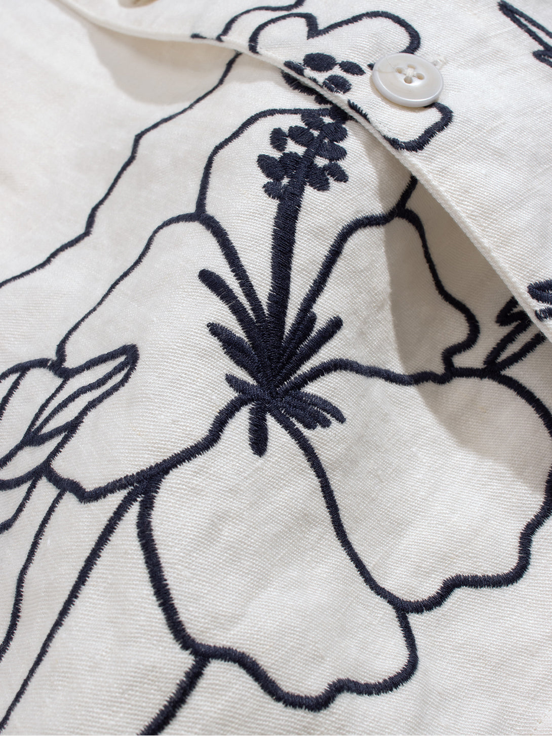 White Veloso Shirt - Embroidered Landscape Mens Camp Collar White Logo Shirt Far Afield 
