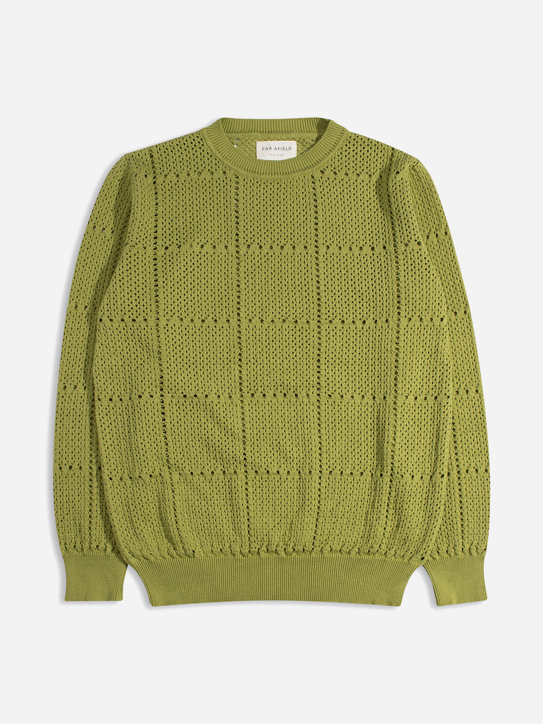 Green Crochet Crew Neck Mens Knit Crewneck Pullover Sweater Mens Far Afield 