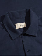 Navy Heitor Knitted Shirt Mens Short Sleeve Button Up Shirt Knit Far Afield 