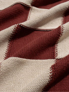 Red / Sand Velzy Knitted LS Shirt - Square Patchwork Mens Square Patchwork Pattern Knit Long Sleeve Shirt Far Afield 