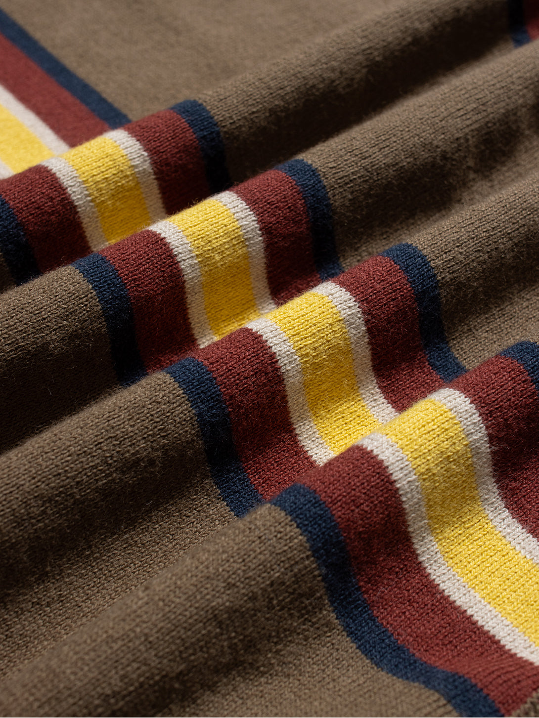 Brown / Multi Velzy Knitted Shirt - Canopy Stripe Mens Striped Knitted Polo Shirt Collared Far Afield 