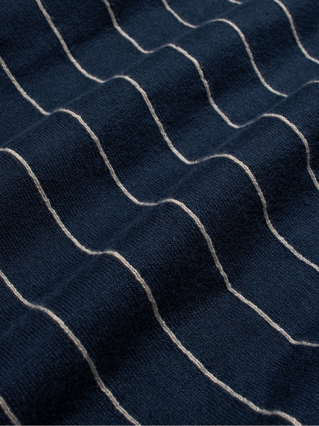 Navy / Sand Benny Knitted Polo - Pinstripe Mens Short Sleeve Pinstripe Polo Far Afield 