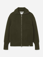 Olive Fisherman Cardigan Mens Zip Up Knit Cardigan Peregrine