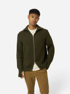 Olive Fisherman Cardigan Mens Zip Up Knit Cardigan Peregrine